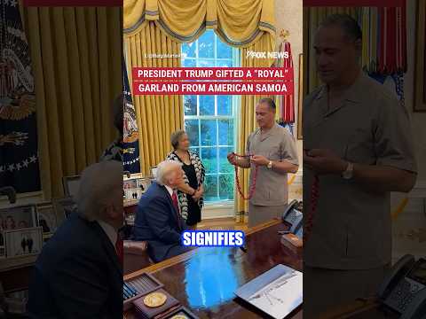 President Trump gifted a "royal" garland from American Samoa #foxnews #trump #shorts #fox #News