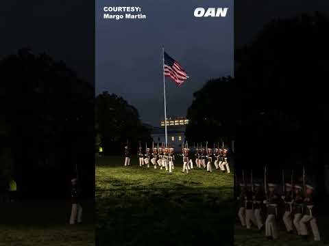The Marine Corps Silent Drill Platoon performs on the South Lawn of the White House.