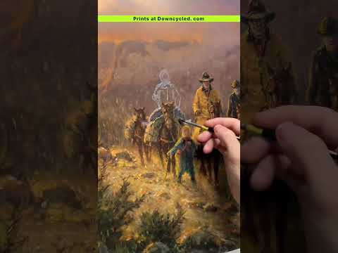 King of the Hill painted into a thrift store print. #koth #painting #kingofthehill #art