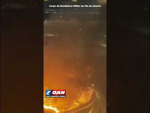 Massive flame engulfing the roof of the velodrome in Rio de Janeiro's Olympic Park