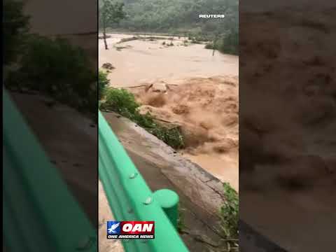 WATCH as a car plunges into a fast-moving river after a bridge collapses in China
