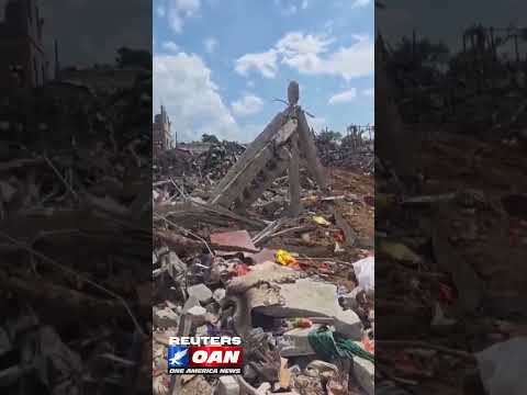 Aftermath of an unexplained detonation of explosives stored by one of Myanmar's rebel armies