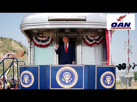 TRUMP RIDES FREEDOM 250 TRAIN
