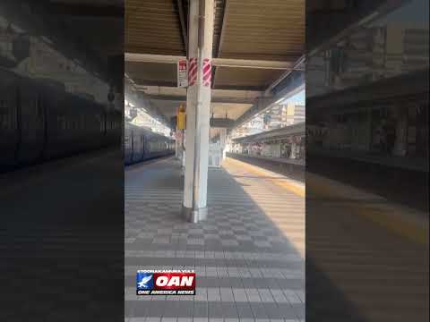 Platform shaking at Oita Station after a major earthquake