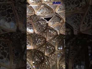 Extensive damage inside Isfahan's UNESCO-listed Chehel Sotoun Palace.