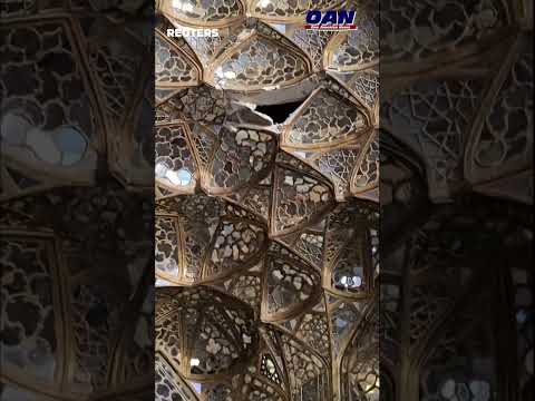 Extensive damage inside Isfahan's UNESCO-listed Chehel Sotoun Palace.