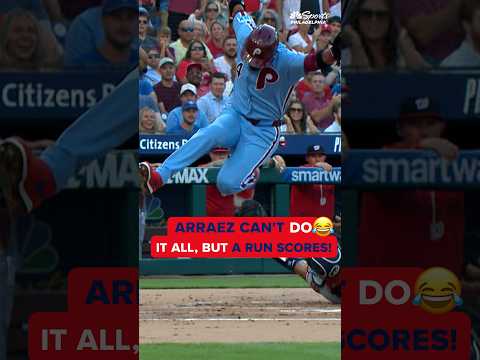 Bohm brings in one, but Arráez tries to hurdle the catcher… 😂