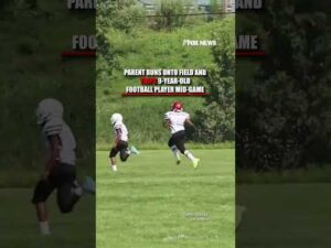 SEE IT: Parent RUNS ONTO field and TRIPS 9-year-old football player mid-game #foxnews #News #shorts