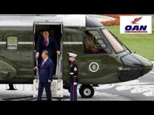 President Trump shows off Marine One and the new White House helipad to President Xi